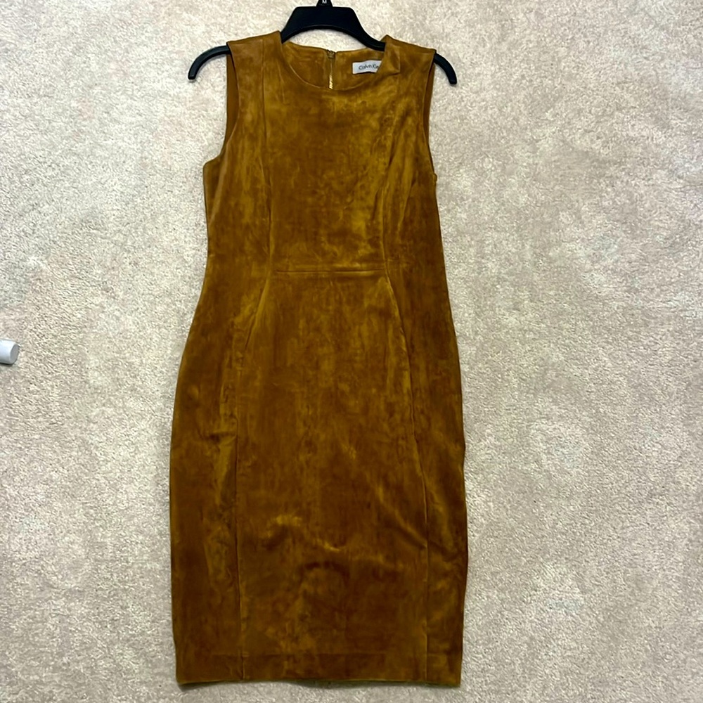 Calvin Klein faux suede sleeveless dress w/back zipper- earthy color. Never worn